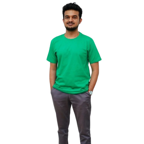 Men Green Plain T Shirt