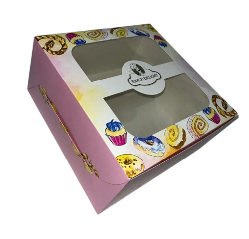 10x10x5 Inch Pink Printed Duplex Paper Cake Box