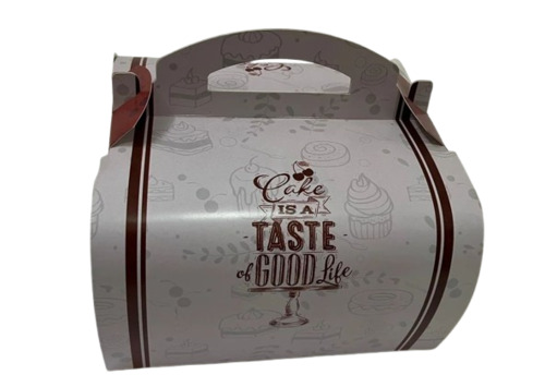 10x10x6 Inch Grey Printed Duplex Paper Handle Cake Box