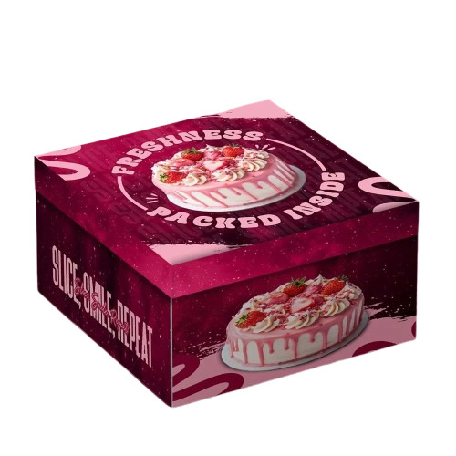 7x7x5 Inch Pink Printed Duplex Paper Cake Box