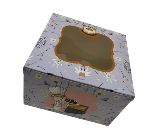 8x8x5 Inch Purple Printed Duplex Paper Cake Box