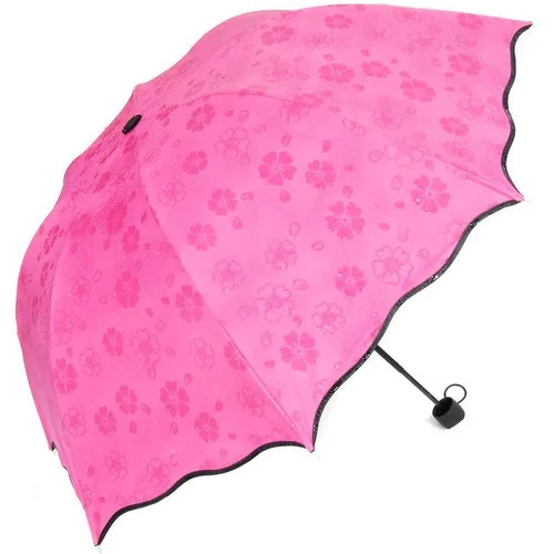 Pink Floral Print Folding Umbrella