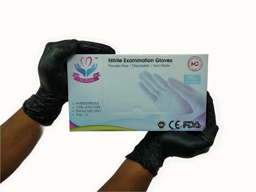 Nujivan Black Nitrle Powder Free Gloves