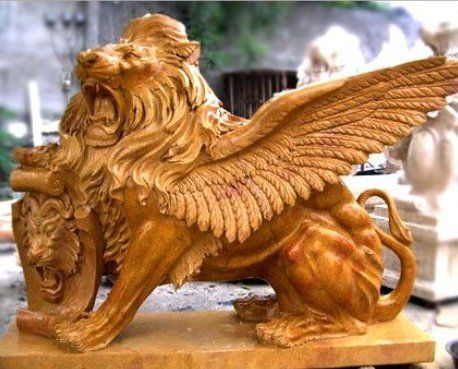 Sculpture Handmade Marble Lions Statues