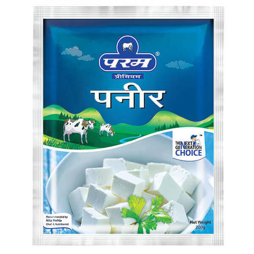 Paneer - 50% Milk Fat, 60% Moisture, 25% SNF , Smooth and Spongy Texture, Pleasant Flavour