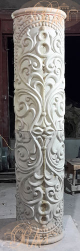 GRC Methological Pillar Column - GRC Material, Customizable Dimensions, Intricate Design, White Finish, Lightweight, Installation with Screw & Nut