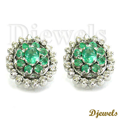 Emerald Studded Diamond Earring