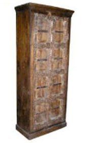 Brown Handmade Antique Door Wooden Cabinet