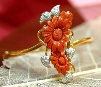 Fashion Designer Coral And Diamond Bracelets