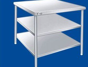 Durable Stainless Steel Table With Under Shelves