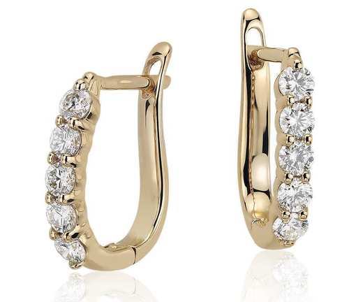 Designer Real Diamond Hoop Earring In 14K Yellow Gold Diamond Carat Weight: 0.40 Carat