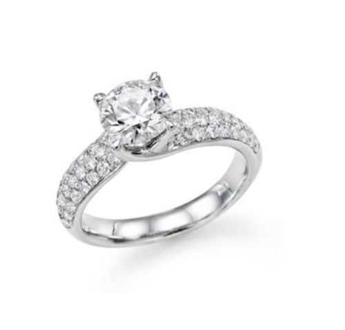 Real Round Diamond 1.00Cts Wedding Ring in White Gold