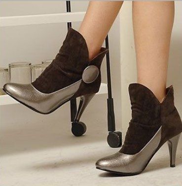 Silver Ladies Leather Short Boots