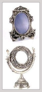 Handcrafted White Metal Mirror Size: As Per Demand