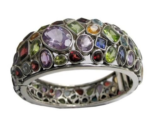 Gemstone Studded Silver Bracelets