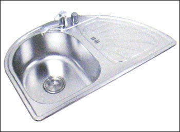 CURVED SINGLE BOWL WITH DRAIN BOARD KITCHEN SINK