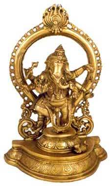 Indian Decorative Lord Dancing Ganesha Statue Made By Metal Brass