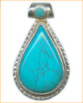 TURQUOISE STUDDED SILVER PENDANT