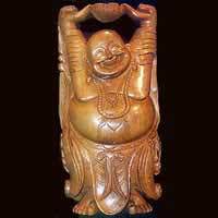 SANDAL WOOD LAUGHING BUDDHA SCULPTURE