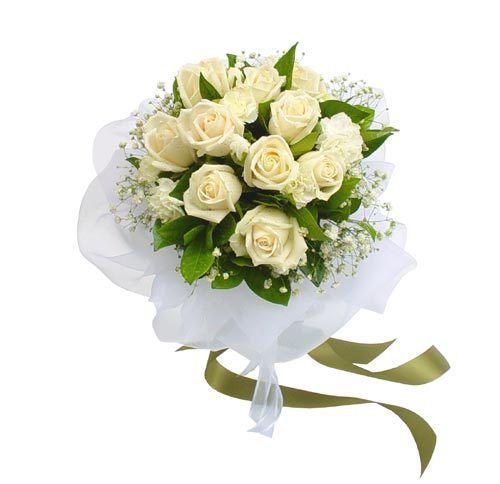 Natural Fresh White Roses Bouquet