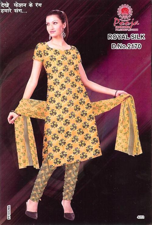 Yellow Synthetic French Crape 3 Piece Suits