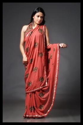 Orange Colour Georgette Saree