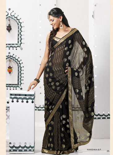 Rainy Black Colour Georgette Party Wear Saree