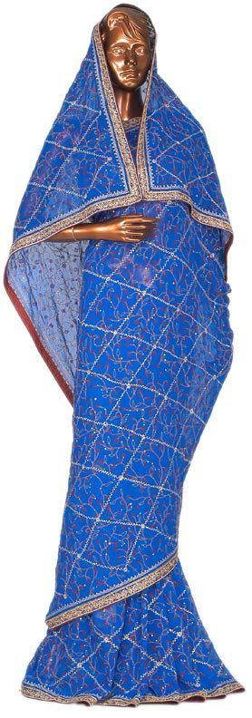 Blue Designer Embroidered Bridal Saree