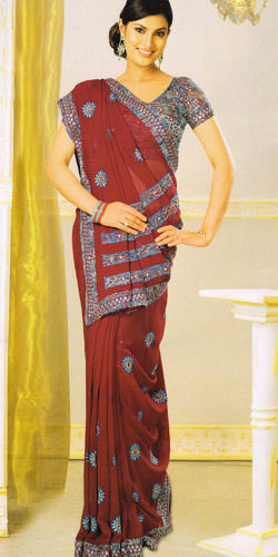 Printed Saree Highlighted With Sequins Work