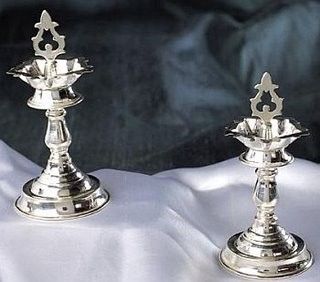 Silver Religious Indian Handcrafted Diya