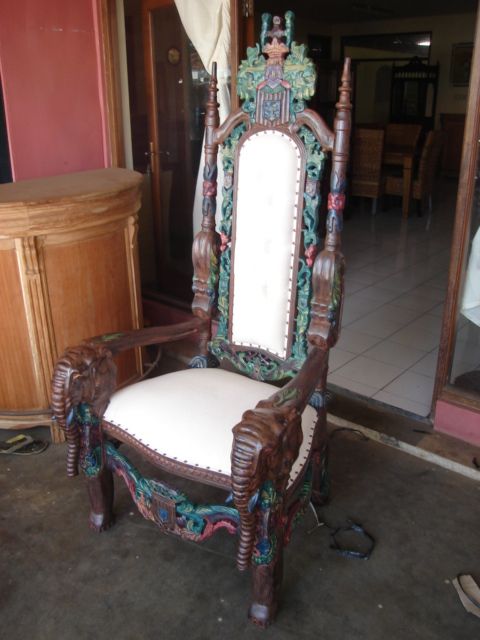 Beautifully Carved Wooden King Chair No Assembly Required