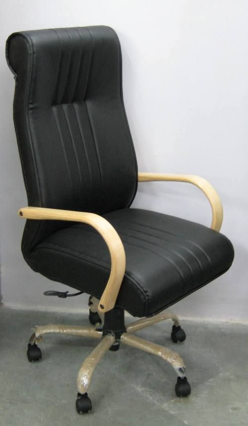 Plain Black Leatherette Executive Chair No Assembly Required