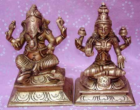 Laxmi Ganesh Brass Statue