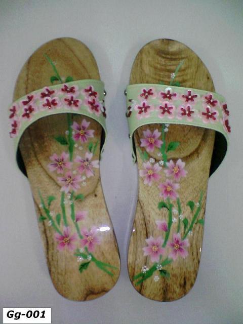 Flower Print Wooden Clogs