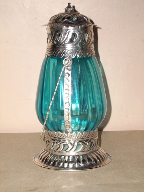 White Metal Glass Lantern