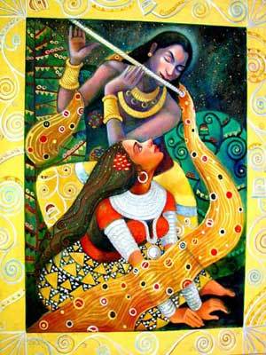 Krishna With Flute Painting