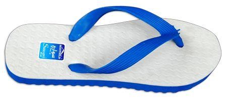 White And Blue Soft Rubber Hawai Chappals