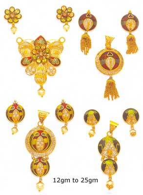 Yellow Designer Gold Pendant Set