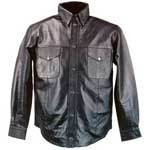 Mens Black Leather Shirts Size: Large