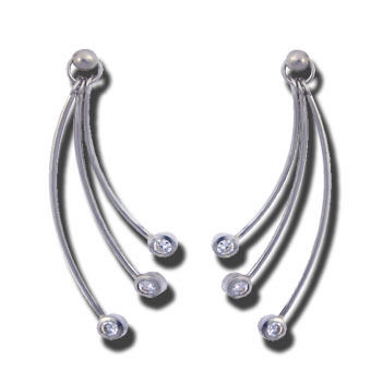 Party Wear CZ Silver Earrings