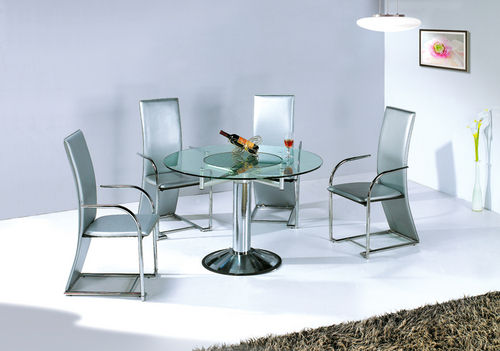 Round Rolling Glass Dining Table