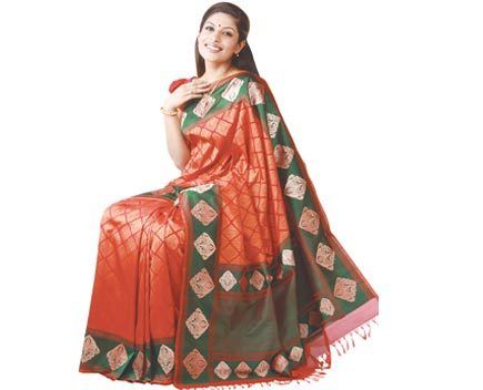 Available In Various Colors Brick Red Body Silk Saree