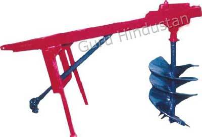 Blue And Red Tractor Post Hole Digger