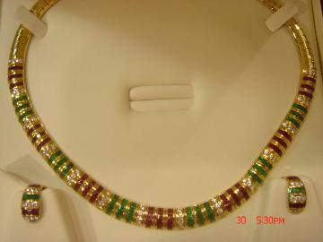 As Per Order Ruby & Emerald Studded Necklace Set