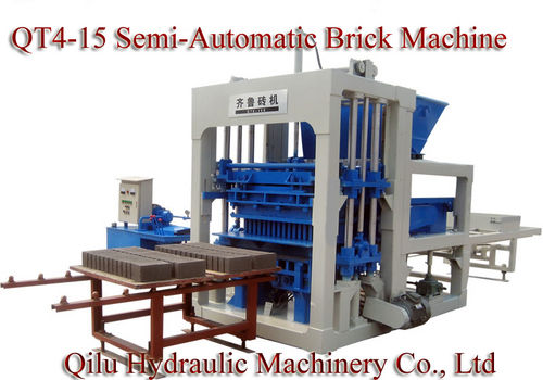 Gray And Blue Semi Automatic Brick Machine