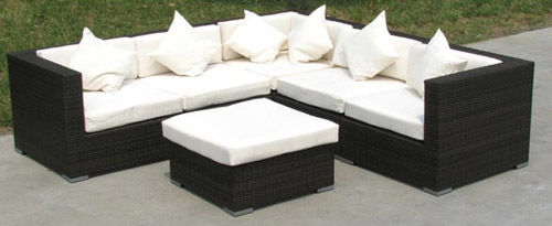 Black And White Rattan Sofa Set