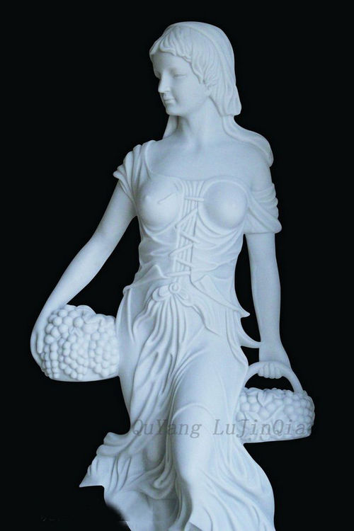 White Marble Standing Lady Sculpture  Height: Various Height Are Available Inch (In)