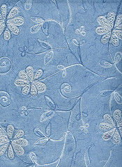 Embroidered Blue Handmade Paper