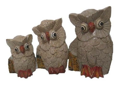 Multicolor Owl Paint Wood Carving