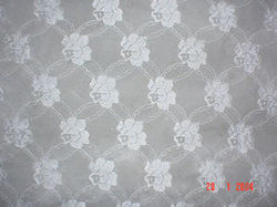 White Color Raschel Lace Fabrics Texture: Plain